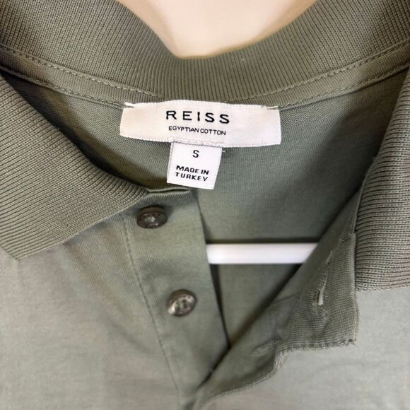 Reiss Men's Green Egyptian Cotton Collared Short Sleeve Polo Small - Picture 5 of 7
